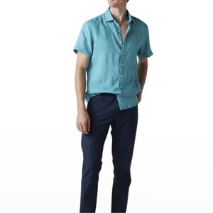 RODD & GUNN NWT Sports Fit‎ Ellerslie Linen Shirt in Teal Size Medium